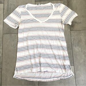 Splendid red white blue striped v neck t shirt M